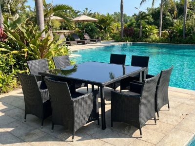 9 Piece PE Rattan 1500 x 1500 Dining Set
