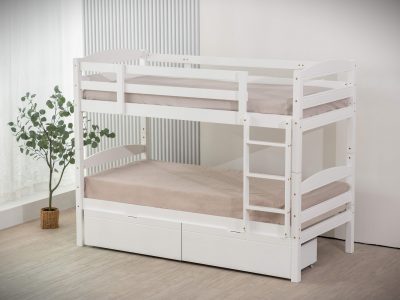 Cosmos White Single Bunk Beds & 2 x Drawers
