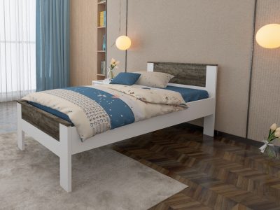Denver Single Bed White and Grey