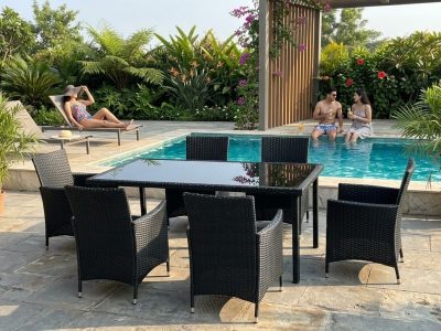 7 Piece PE Rattan 1800 x 990 Dining Set