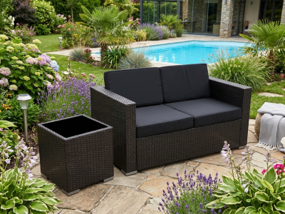 2 Piece PE Rattan Sofa & Table Set