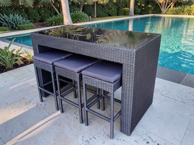 7 Piece PE Rattan Bar Leaner