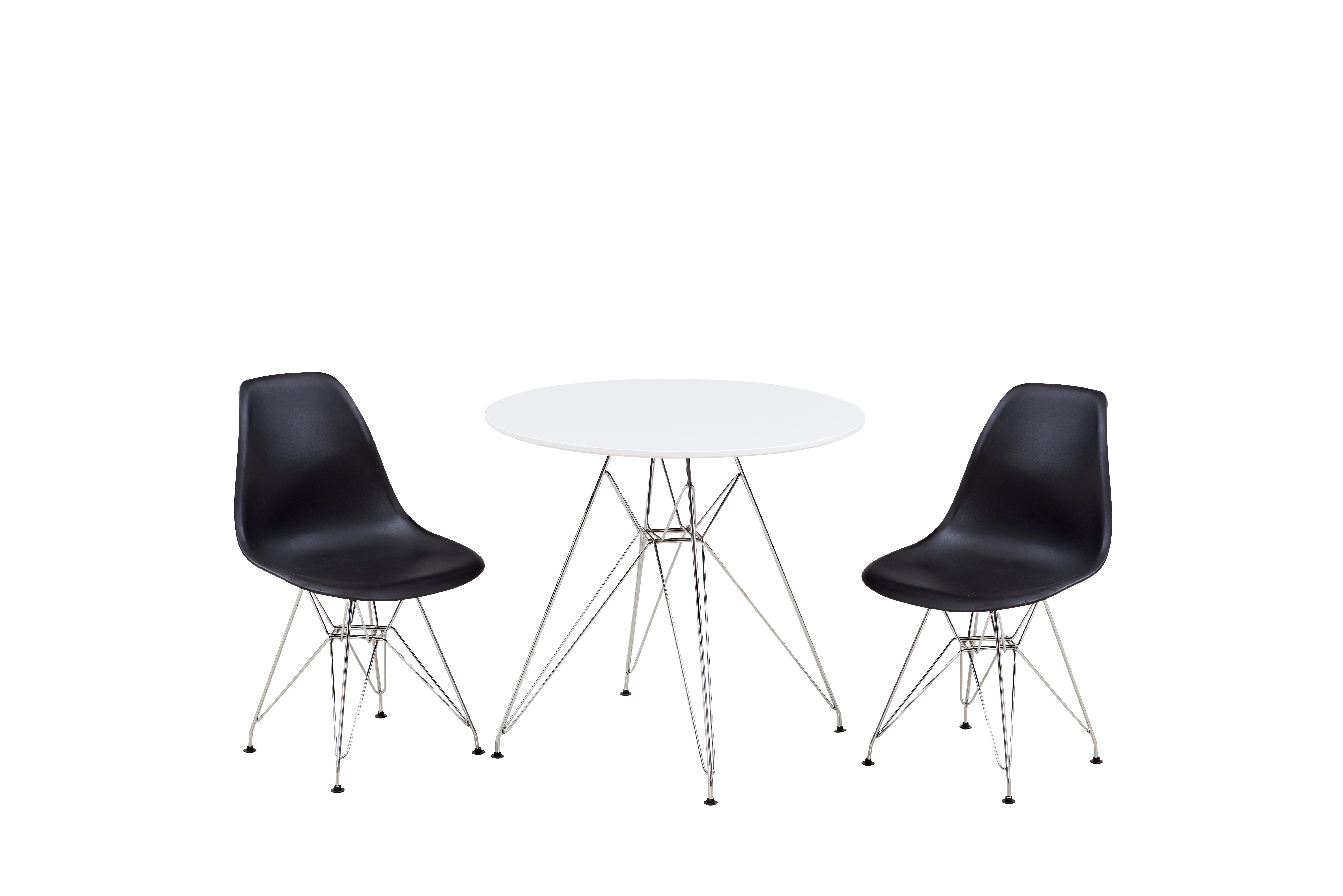 White Table & 2 x Black Chairs New Zealand Lifestyle Imports