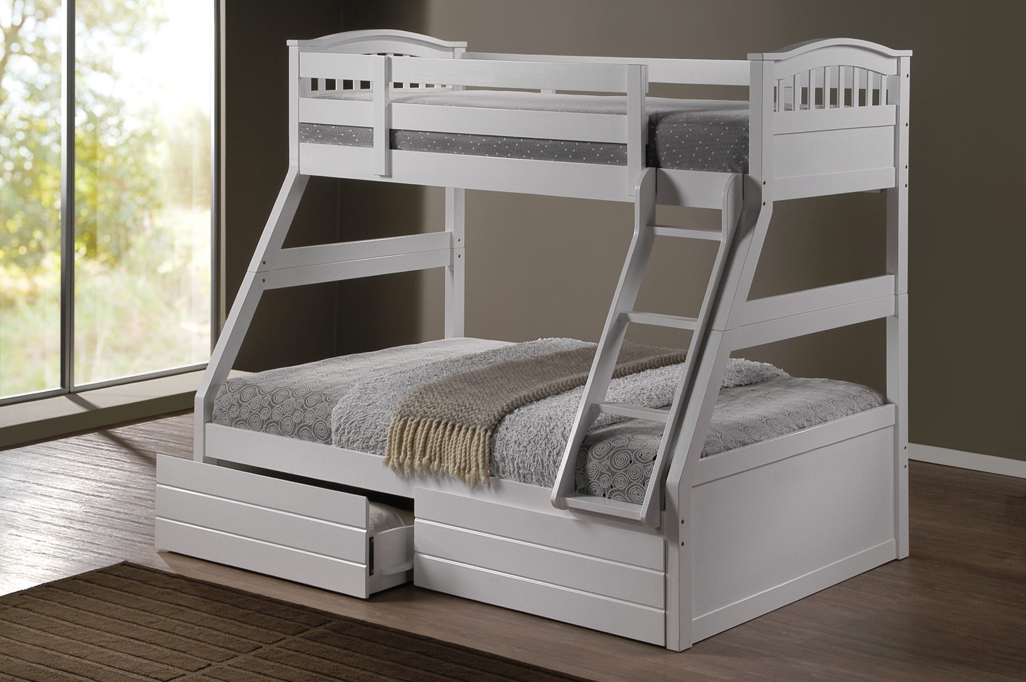 Ashley White Duo Double Single Bunk, Ashley Bunk Bed With Stairs