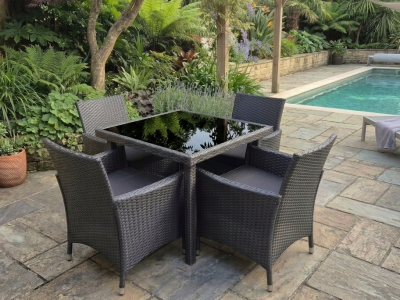 5 Piece PE Rattan 800 x 800 Dining Set