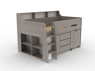 Kansas King Single Cabin Bed - White & Grey Wash