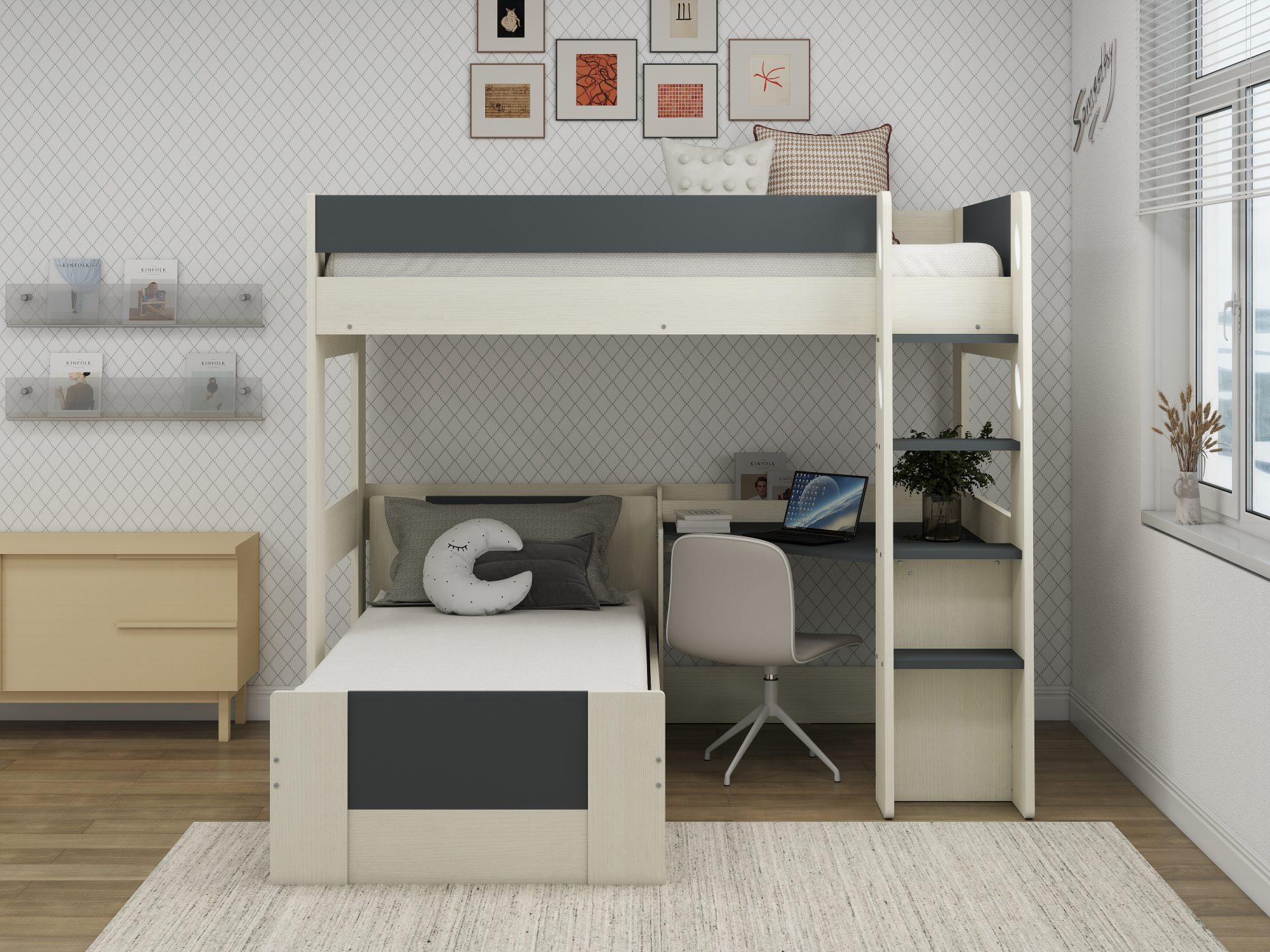Denver King Single Loft Bunk & Single Bed