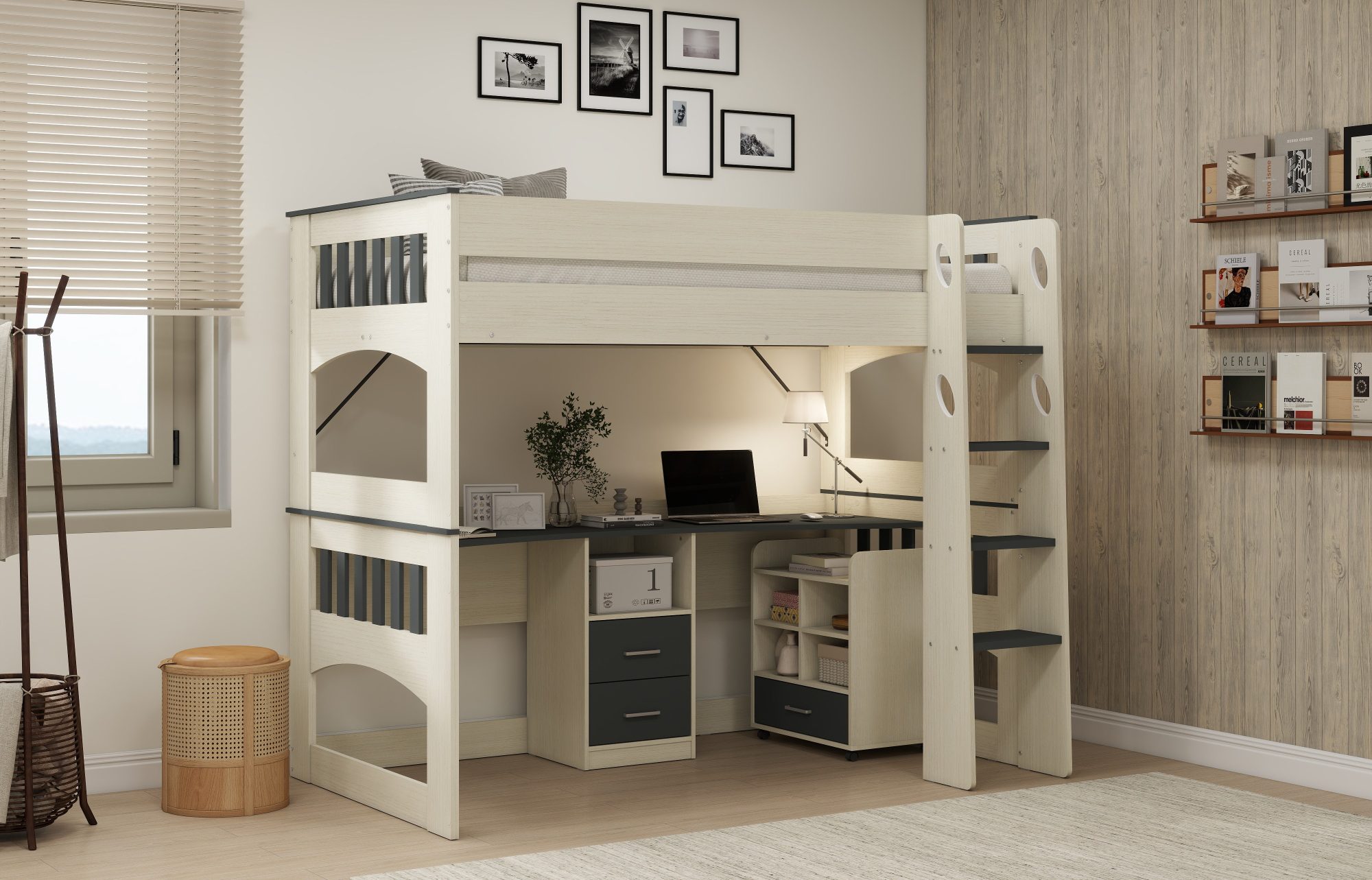 Miami King Single Loft Bunk & Mobile Side Unit