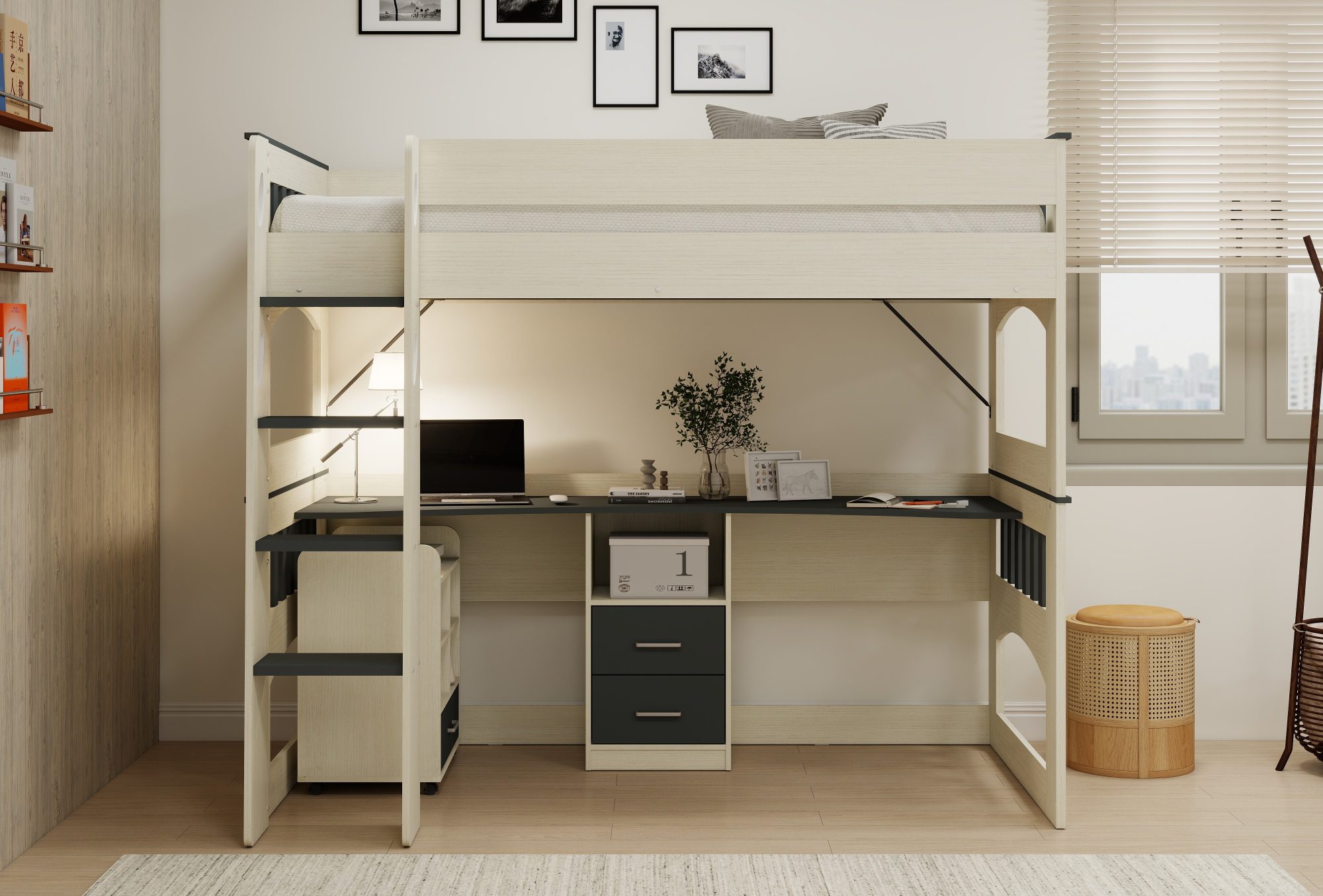 Miami King Single Loft Bunk & Mobile Side Unit